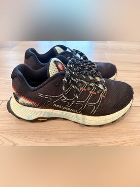 Merrell Women’s Black with Light Blue and Orange Trail Runners